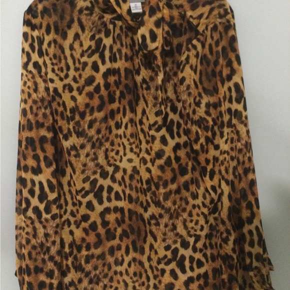 SOLD- Leopard print sheer blouse. Never worn, just hanging in the closet. - Picture 2 of 3